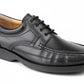 Black leather dress shoe on a white background UK Size 14