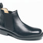 Black leather Chelsea boot on a white background UK Size 14