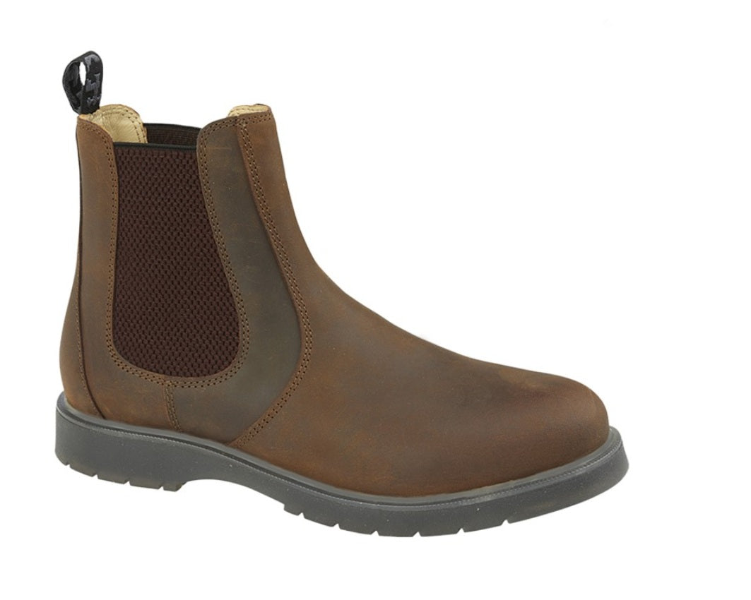 Brown leather boot with a white background UK Size 14