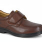 Brown leather shoe with a strap on a white background UK Size 14 Extra Wide