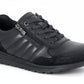 Black leather sneaker on a white background