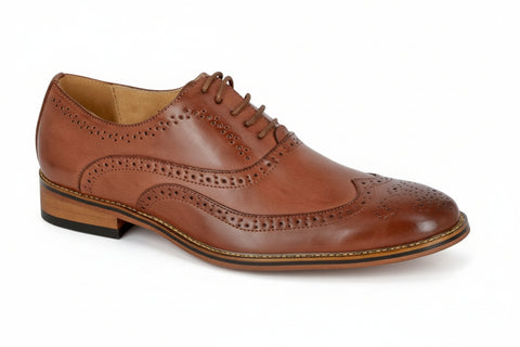 Brown leather brogue shoe on a white background UK Size 16