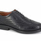 Black leather dress shoe on a white background UK Size 14