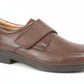 Brown leather shoe with a strap on a white background XXX Wide, Extra Wide UK Size 15