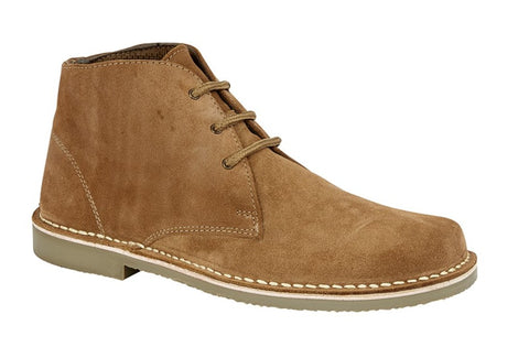 Brown suede chukka boot on a white background UK Size 14