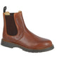 Brown leather boot with a black sole on a white background UK Size 14