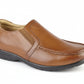 Brown leather slip-on shoe on a white background Extra Wide