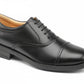 Black leather dress shoe on a white background UK Size 14