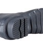 Close-up of a black rubber boot sole with tread pattern on a white background UK Size 15
