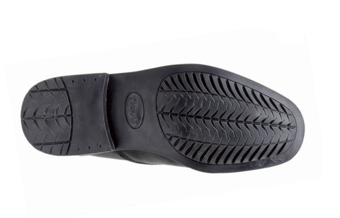 Black shoe sole with brand logo on a white background UK Size 14