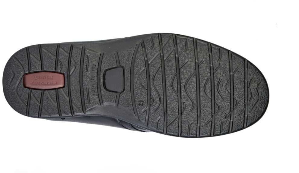 Black shoe sole with tread pattern on a white background UK Size 15 Extra Wide
